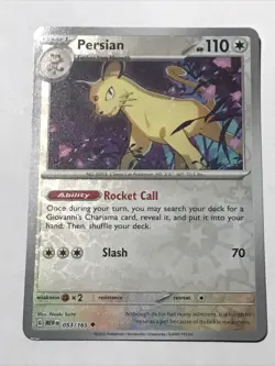 2023 Pokemon Persian 053/165 Reverse Holo Scarlet Violet 151 Card - Image 3