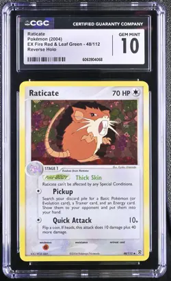 CGC 10 Raticate EX Fire Red & Leaf Green 48/112 Reverse Holo Pokemon Card - Image 1