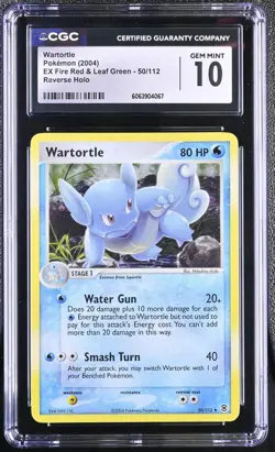 CGC 10 Wartortle EX Fire Red & Leaf Green 50/112 Reverse Holo Pokemon Card - Image 1