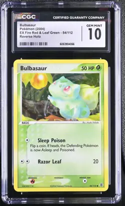 CGC 10 Bulbasaur EX Fire Red & Leaf Green 54/112 Reverse Holo Pokemon Card - Image 1