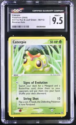 CGC 9.5 Caterpie EX Fire Red & Leaf Green 56/112 Reverse Holo Pokemon Card - Image 1