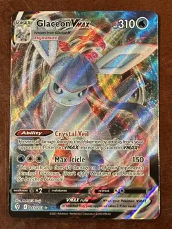 Pokemon Card Error Off Centered Glaceon VMAX Evolving Skies 041/203 Ultra Rare - Image 1