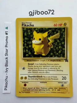 Pokemon IVY Pikachu Black Star 1 - League Promo Exclusive WotC - 1999 Card NM NP - Image 1