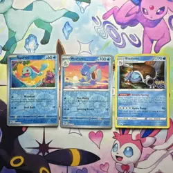 Pokemon Squirtle, Wartortle, Blastoise 3 Card Lot - Holo/Reverse-holo - Image 1
