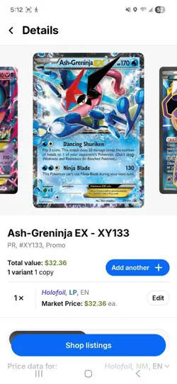 Pokemon Ash-Greninja EX Promo XY133 XY Holofoil English Trading Card - Image 3