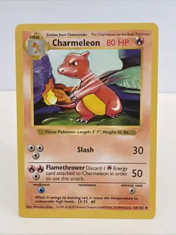 Charmeleon 24/102 - Shadowless Base Set - Non-Holo Pokemon Card - LP - Image 1