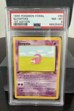 Pokemon Slowpoke Fossil 1st Edition PSA 8 1999 TCG Card 55/62 - Image 1