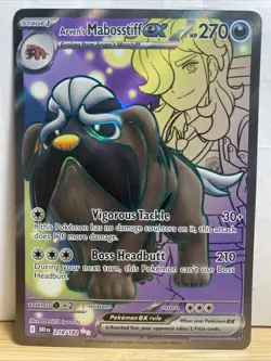 Pokemon Destined Rivals Arven’s Mabosstiff Ex Full Art Ultra Rare Card 218/182 - Image 1