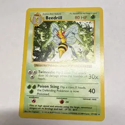 1999 Pokemon Base Set Shadowless Beedrill 17/102 Unlimited Non Holo NM - Image 3