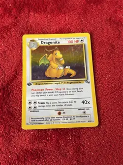 1st Edition Dragonite 4/62 Fossil Holo Wotc Pokemon Card 1999 Played - Image 1