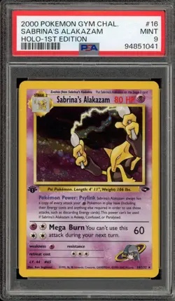 Pokemon Sabrina's Alakazam Gym Challenge 1st Edition Holo Rare #16 PSA 9 Mint - Image 1