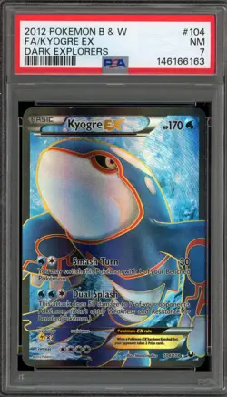 Pokemon Kyogre EX Dark Explorers Full Art #104 PSA 7 - Image 1