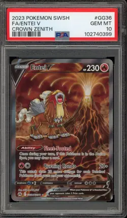 Pokemon Entei V Crown Zenith Galarian Gallery Full Art #GG36 PSA 10 Gem Mint - Image 1