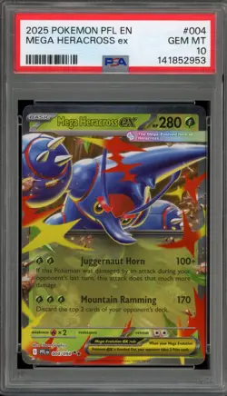 Pokemon Mega Heracross ex Phantasmal Flames Double Rare #004 PSA 10 Gem Mint - Image 1