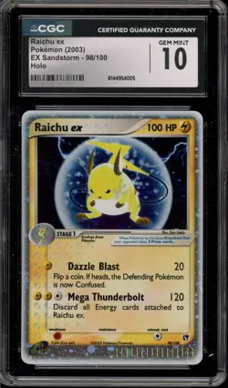 Pokemon Raichu ex EX Sandstorm Holo Ultra Rare #98 CGC 10 Gem Mint - Image 1