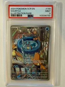 2024 Pokemon SCR EN TCG Squirtle Holo Illustration Rare 148 PSA 9 - Image 1