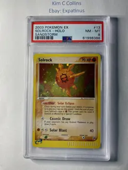 Pokemon 2003 EX Sandstorm Solrock Holo #13 PSA 8 NM Mint - Image 1