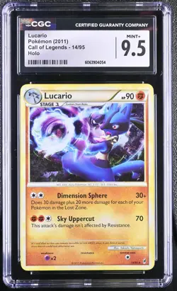 CGC 9.5 MINT+ Lucario 2011 Call of Legends 14/95 Holo SWIRL Pokemon Card - Image 1