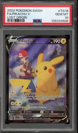 Pokemon Pikachu V Lost Origin Trainer Gallery Full Art #TG16 PSA 10 Gem Mint - Image 1