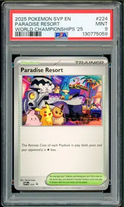 Pokemon ENGLISH Paradise Resort World Championships 2025 SVP#224 PSA 9 MINT - Image 1
