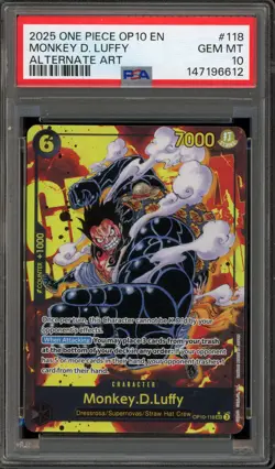 One Piece CCG Monkey.D.Luffy Alternate Art OP10-118 PSA 10 Gem Mint - Image 1
