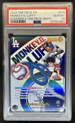 2025 One Piece X Los Angeles Dodgers Promo Monkey D Luffy #EB02-010 PSA 10 - Image 1