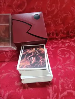 5x Commander Storage Deck Box 2 Magnetic 100 Sleeves 1 Fold White Red Mana Mtg - Image 5