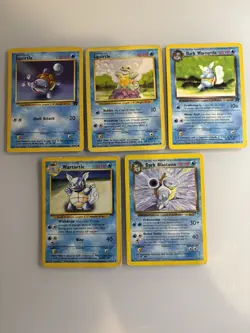 Pokemon TCG Squirtle Wartortle Dark Blastoise 1999 Lot 5 Cards Team Rocket Base - Image 1
