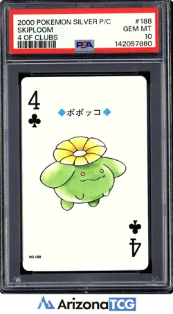 Pokemon 2000 Skiploom 188 4 Of Clubs Pokemon Silver Playing Card Japanese PSA 10 - Image 1
