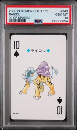 2000 POKEMON GOLD VERSION PLAYING CARDS 10 OF SPADES #243 RAIKOU PSA 10 - Image 1