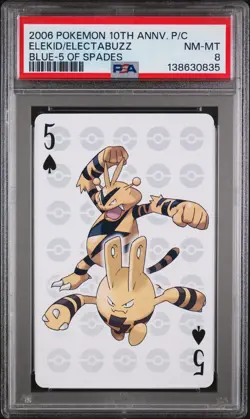 POKEMON CENTER 10TH ANNIVERSARY PLAYING CARDS BLUE DECK ELECTABUZZ/ELEKID PSA 8 - Image 1