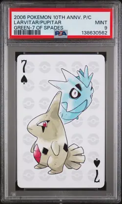 POKEMON CENTER 10TH ANNIVERSARY PLAYING CARDS GREEN DECK LARVITAR/PUPITAR PSA 9 - Image 1