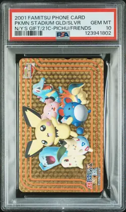2001 FAMITSU PHONE CARD POKEMON STADIUM GOLD & SILVER PSA 10 - Image 1