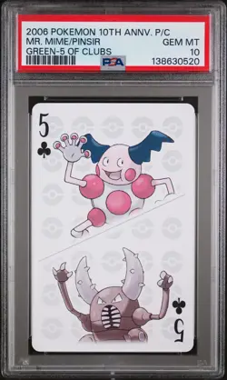 POKEMON CENTER 10TH ANNIVERSARY PLAYING CARDS GREEN DECK MR. MIME/PINSIR PSA 10 - Image 1