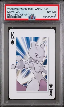2006 POKEMON CENTER 10TH ANNIVERSARY PLAYING CARDS RED DECK MEWTWO PSA 8 - Image 1