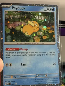 HEAD WHOLE Looking At SWIRL Psyduck MEP 007 Mega Cosmos Holo Promo Pokemon Card - Image 1