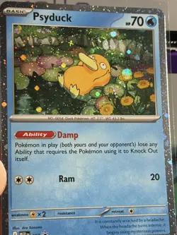 HEAD WHOLE Looking At SWIRL Psyduck MEP 007 Mega Cosmos Holo Promo Pokemon Card - Image 2