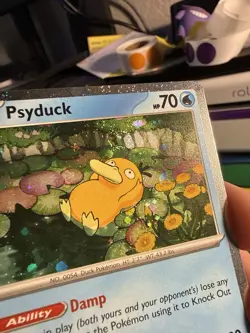 HEAD WHOLE Looking At SWIRL Psyduck MEP 007 Mega Cosmos Holo Promo Pokemon Card - Image 3