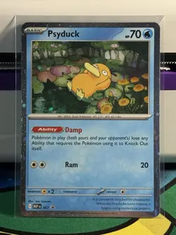 HEAD WHOLE Looking At SWIRL Psyduck MEP 007 Mega Cosmos Holo Promo Pokemon Card - Image 5