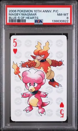 2006 POKEMON CENTER 10TH ANNIVERSARY PLAYING CARDS BLUE DECK MAGBY/MAGMAR PSA 8 - Image 1