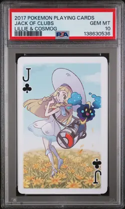 2017 POKEMON PLAYING CARDS LILLIE, GLADION & LUSAMINE JACK OF CLUBS PSA 10 - Image 1