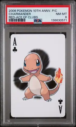 2006 POKEMON CENTER 10TH ANNIVERSARY PLAYING CARDS RED DECK CHARMANDER PSA 8 - Image 1