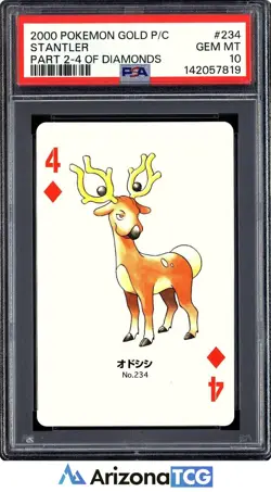 Pokemon 2000 Stantler 234 4 Of Diamonds Gold Playing Card Japanese PSA 10 - Image 1