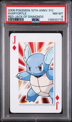 2006 POKEMON CENTER 10TH ANNIVERSARY PLAYING CARDS RED DECK WARTORTLE PSA 8 - Image 1