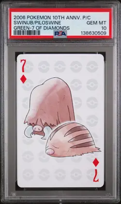 2006 POKEMON CENTER 10TH ANNIVERSARY CARDS GREEN DECK PILOSWINE/SWINUB PSA 10 - Image 1