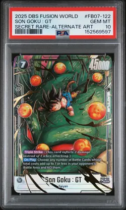 2025 DRAGON BALL SUPER CARD FUSION WORLD WISH FOR SHENRON SON GOKU : GT PSA 10 - Image 1