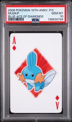 2006 POKEMON CENTER 10TH ANNIVERSARY PLAYING CARDS BLUE DECK MUDKIP PSA 10 - Image 1