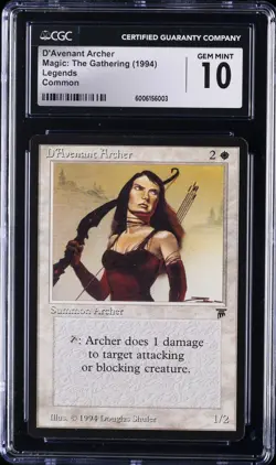 1994 MTG: LEGENDS COMMON D'AVENANT ARCHER CGC 10 GEM MINT - Image 1
