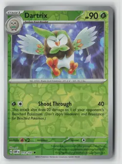 Dartrix 014/197 Uncommon Obsidian Flames Pokemon Reverse Holo Near Mint - Image 1