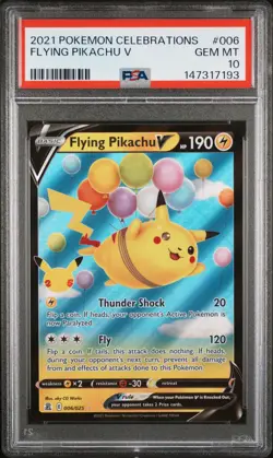 2021 POKEMON CELEBRATIONS #006 FLYING PIKACHU V PSA 10 - Image 1